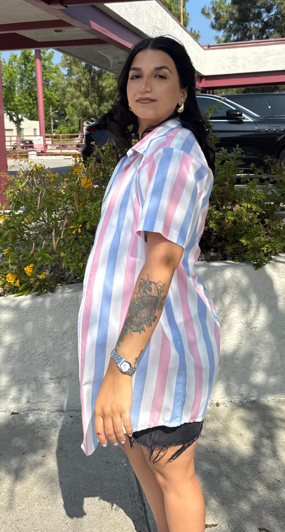 candy stripe dress shirt Blue and White Candy Stripe Shirt with T&A Collar and 3-Button Cuffs