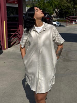 Sandstone Stripe Linen Dress Shirt