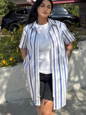 Blue Tone Striped Dress Shirt